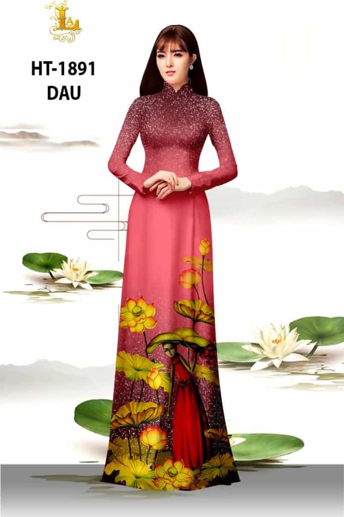 Vải áo dài màu đỏ dâu